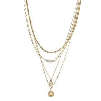 SO® Gold Tone Multi Layer Chain Necklace