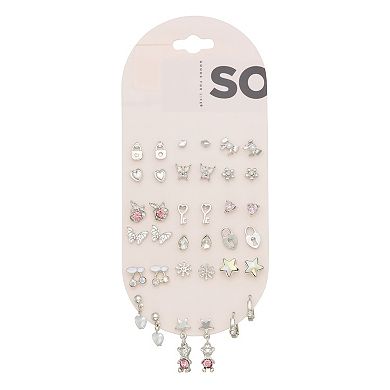 SO® 18-Pair Silver Tone Assorted Earring Set