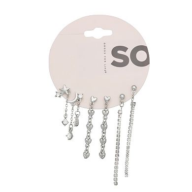 SO® 3-Pair Silver Tone Dangle Earring Set