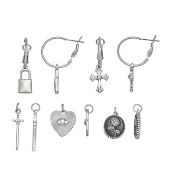 SO® 2-Pair Silver Tone Interchangeable Charm Earring Set