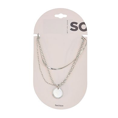 SO® Silver Tone Layered Chain Necklace