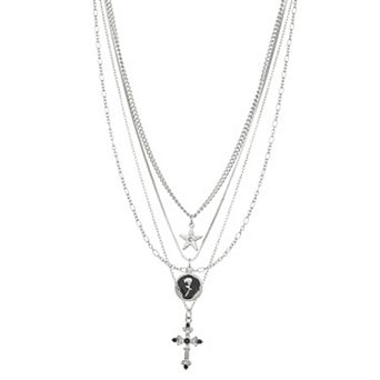 SO® Silver Tone Layered Charm Necklace