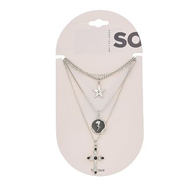 SO® Silver Tone Layered Charm Necklace