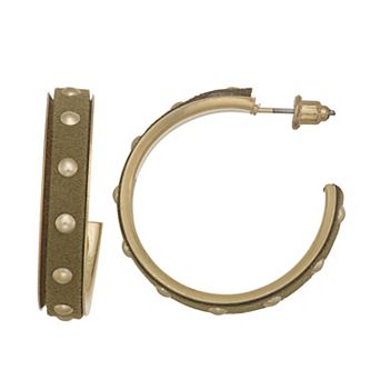 SO® Gold Tone Studded Hoop Earrings
