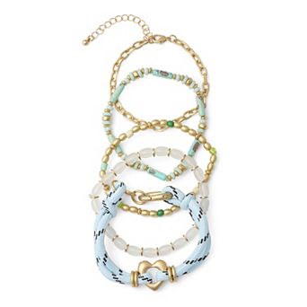 SO® 5 pc Gold Tone Mixed Media Bracelet Set