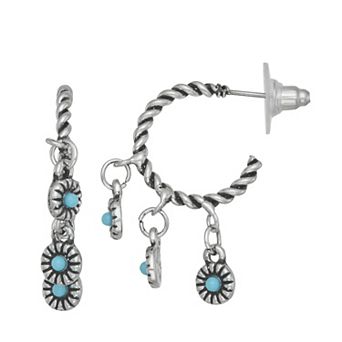 SO® Silver Tone Charm Hoop Earrings
