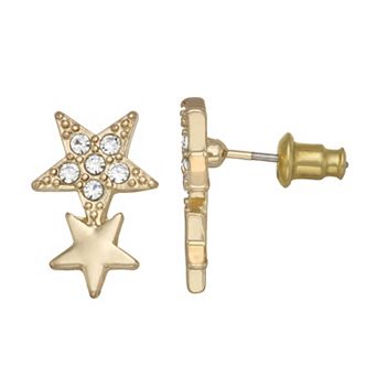 SO® Gold Tone Pave Stars Stud Earrings