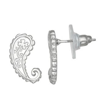 SO® Silver Tone Paisley Stud Earrings