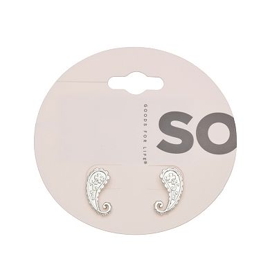 SO® Silver Tone Paisley Stud Earrings