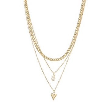 SO® Gold Tone Layered Charm Necklace