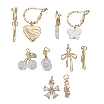 SO® 2-Pair Gold Tone Interchangeable Charm Earring Set