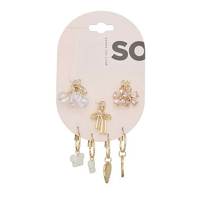 SO® 2-Pair Gold Tone Interchangeable Charm Earring Set