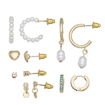 SO® 6-Pair Gold Tone Hoop & Stud Earring Set