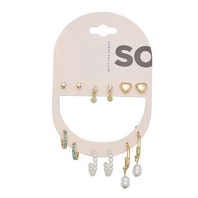 SO® 6-Pair Gold Tone Hoop & Stud Earring Set