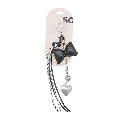 SO® Silver Tone Heart & Bow Bag Charm