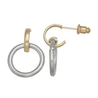 SO® Two Tone Interlock Hoop Earrings