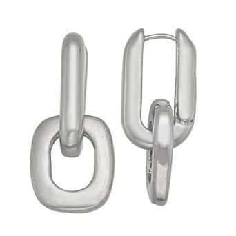 SO® Silver Tone Link Hoop Earrings