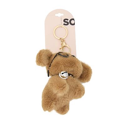 SO® Gold Tone Plush Dog Bag Charm