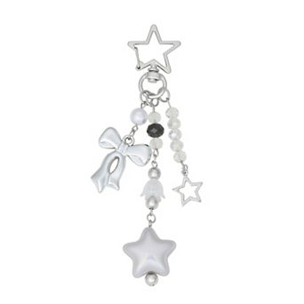 SO® Silver Tone Bowknot Star Beaded Bag Charm