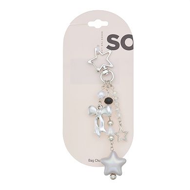 SO® Silver Tone Bowknot Star Beaded Bag Charm