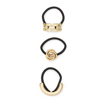 SO® Gold Tone Metal Buckle Hairtie 3 pc Set