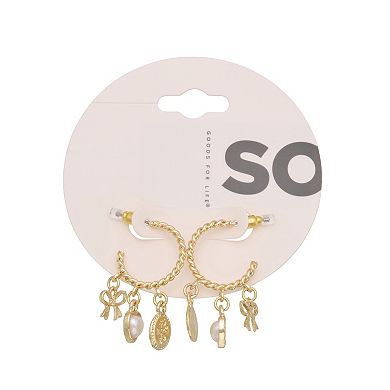SO® Gold Tone Charm Hoop Earrings