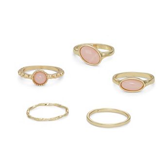 SO® 5 pc Gold Tone Mixed Ring Set
