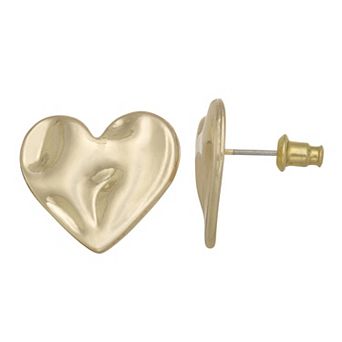 SO® Gold Tone Heart Stud Earrings