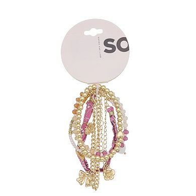 SO® 5-Piece Gold Tone Beaded Charm Bracelet Set
