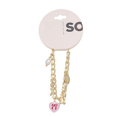 SO® Gold Tone Charm Chain Bracelet