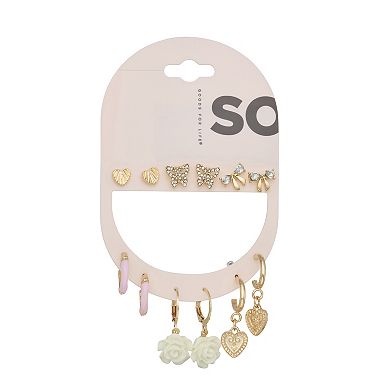 SO® 6-Pair Gold Tone Stud & Hoop Earring Set