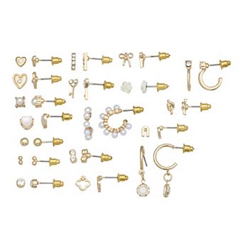 SO® 18-Pair Gold Tone Stud & Hoop Earring Set