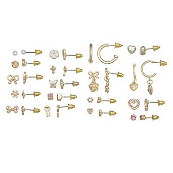 SO® 18-Pair Gold Tone Stud & Hoop Earring Set