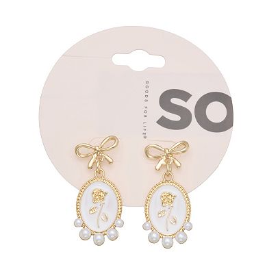 SO® Gold Tone Rose Bow Drop Earrings