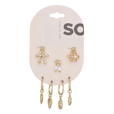 SO® 2-Pair Gold Tone Interchangeable Charm Earring Set