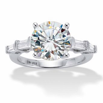 4.52 ct w. Cubic Zirconia Platinum-plated Sterling Silver Engagement Ring