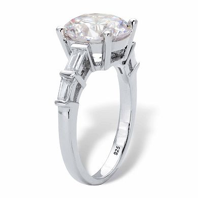 4.52 Cttw. Cubic Zirconia Platinum-plated Sterling Silver Engagement Ring
