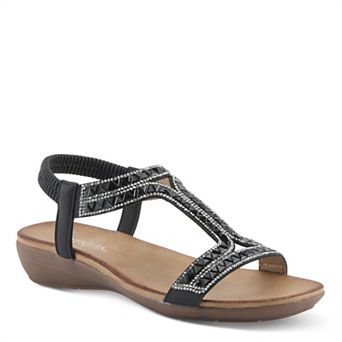 Patrizia Saevi Women's Rhinestone Slingback Wedge Sandals