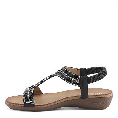 Patrizia Saevi Women's Rhinestone Slingback Wedge Sandals