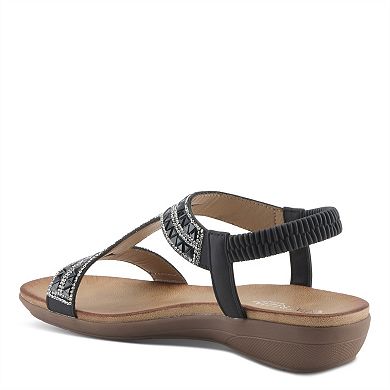 Patrizia Saevi Women's Rhinestone Slingback Wedge Sandals