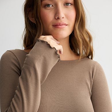Juniors' SO® Long Sleeve Femme Boat Neck Top