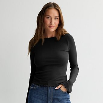 Juniors' SO® Long Sleeve Femme Boat Neck Top