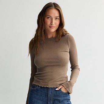 Juniors' SO® Long Sleeve Femme Boat Neck Top