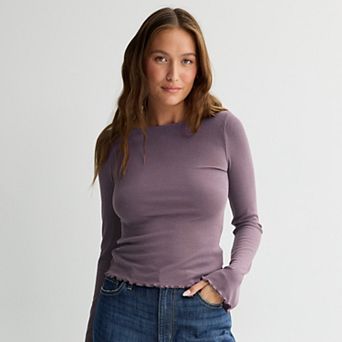Juniors' SO® Long Sleeve Femme Boat Neck Top
