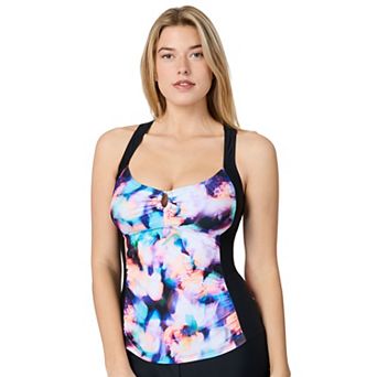 Free Country Women's Shirred Front Tankini Top