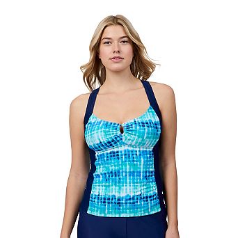 Free Country Women's Shirred Front Tankini Top