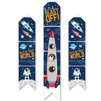 Big Dot of Happiness Blast Off to Outer Space - Hanging Vertical Paper Banners - Indoor Door Décor
