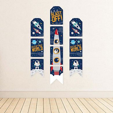 Big Dot of Happiness Blast Off to Outer Space - Hanging Vertical Paper Banners - Indoor Door Décor