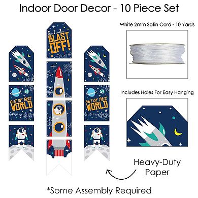 Big Dot of Happiness Blast Off to Outer Space - Hanging Vertical Paper Banners - Indoor Door Décor