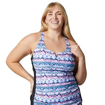 Free Country Women's Plus Size Notch Front Tankini Top